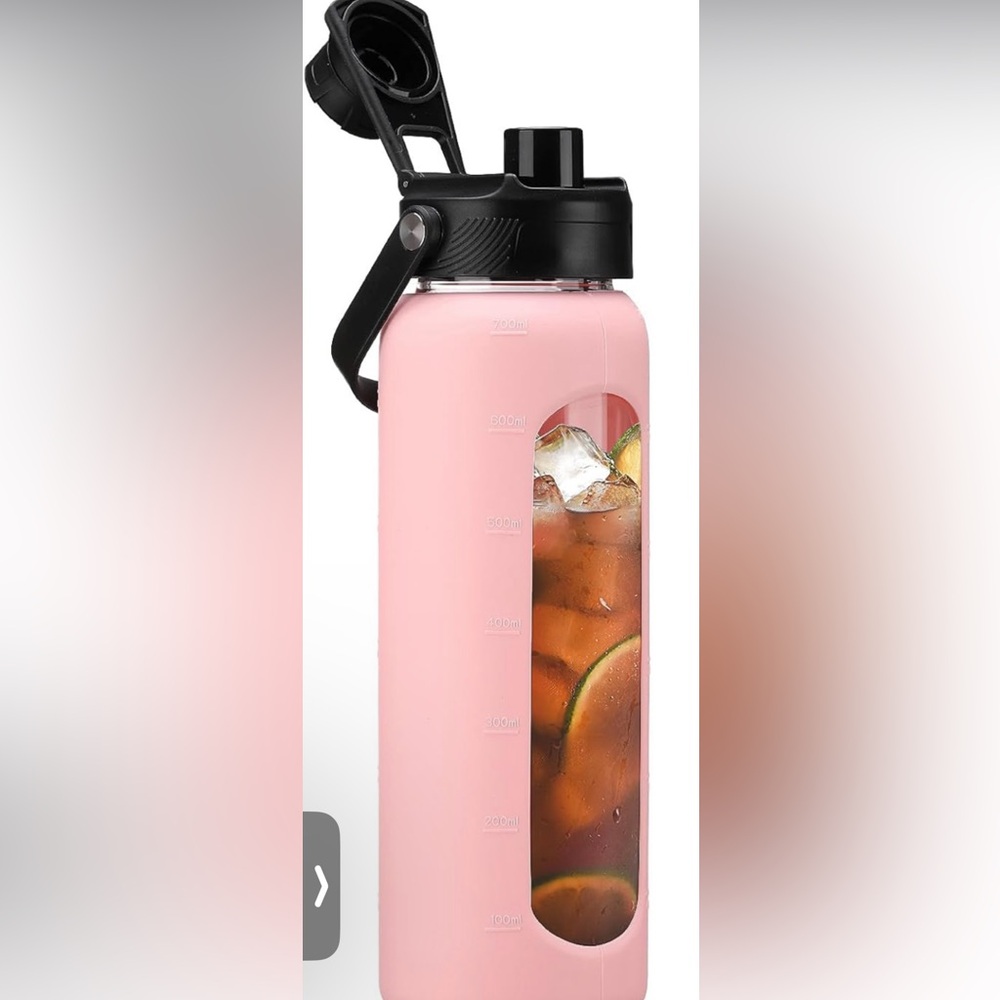 Kodrine Water Bottle with Straw, 24 oz Glass water Bottle